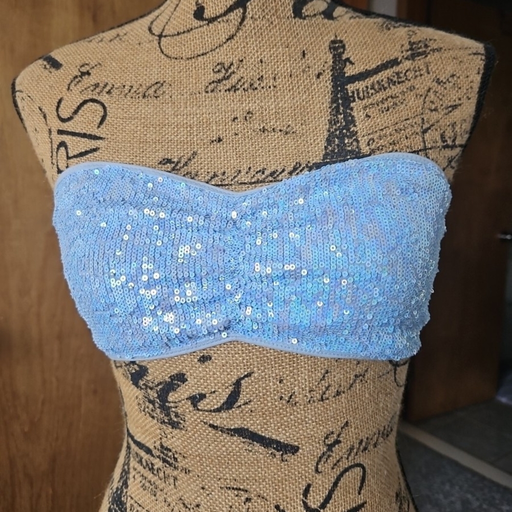 PINK Victoria's Secret Light Blue Sequin Bandeau